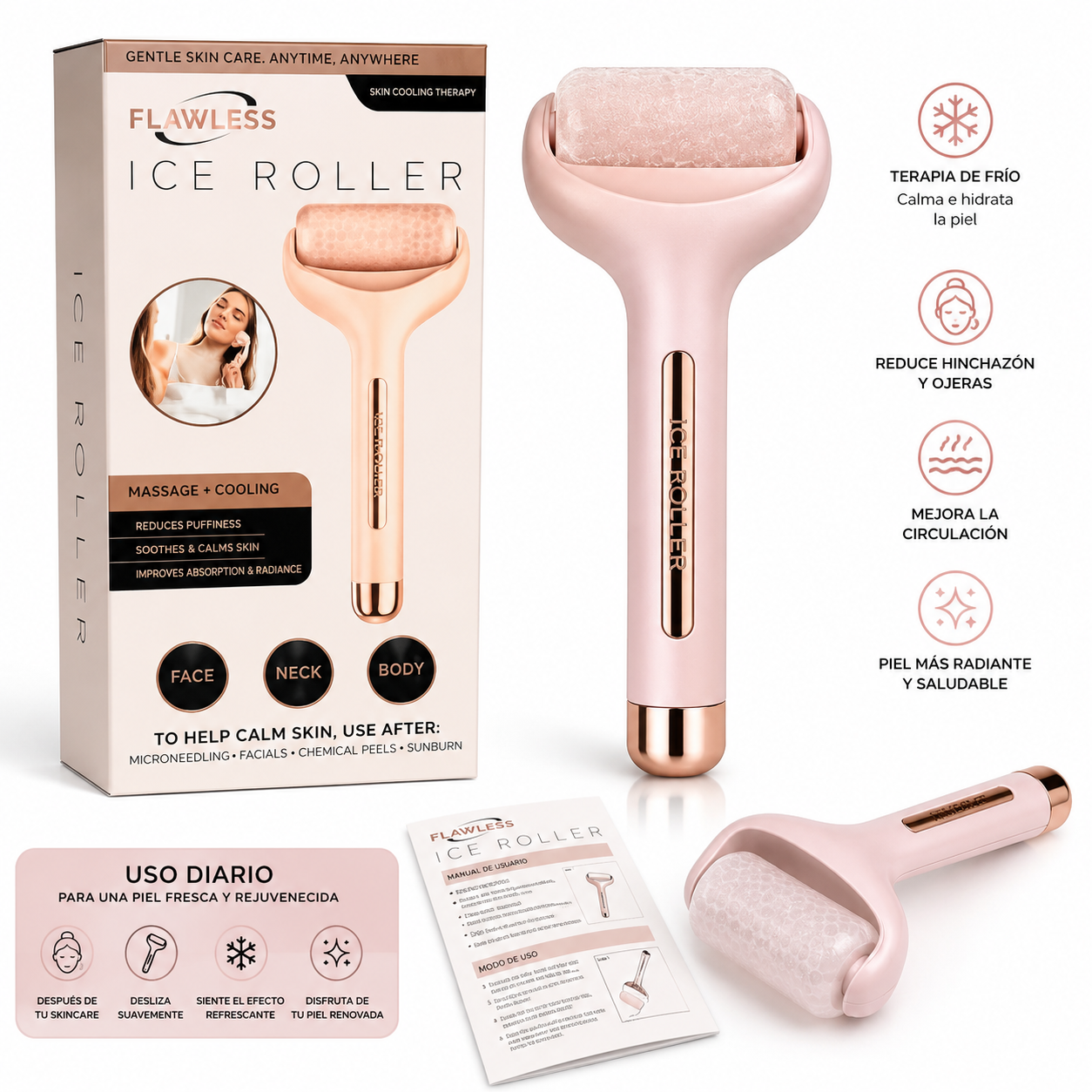 Rodillo Facial de Hielo | Terapia Anti-Hinchazón