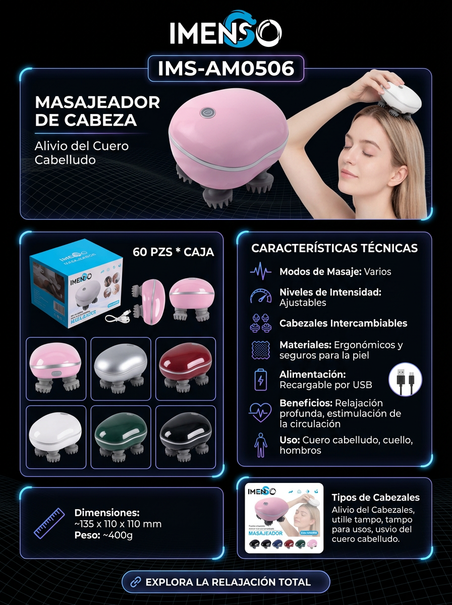 Masajeador de Cuero Cabelludo | Relajación Profunda