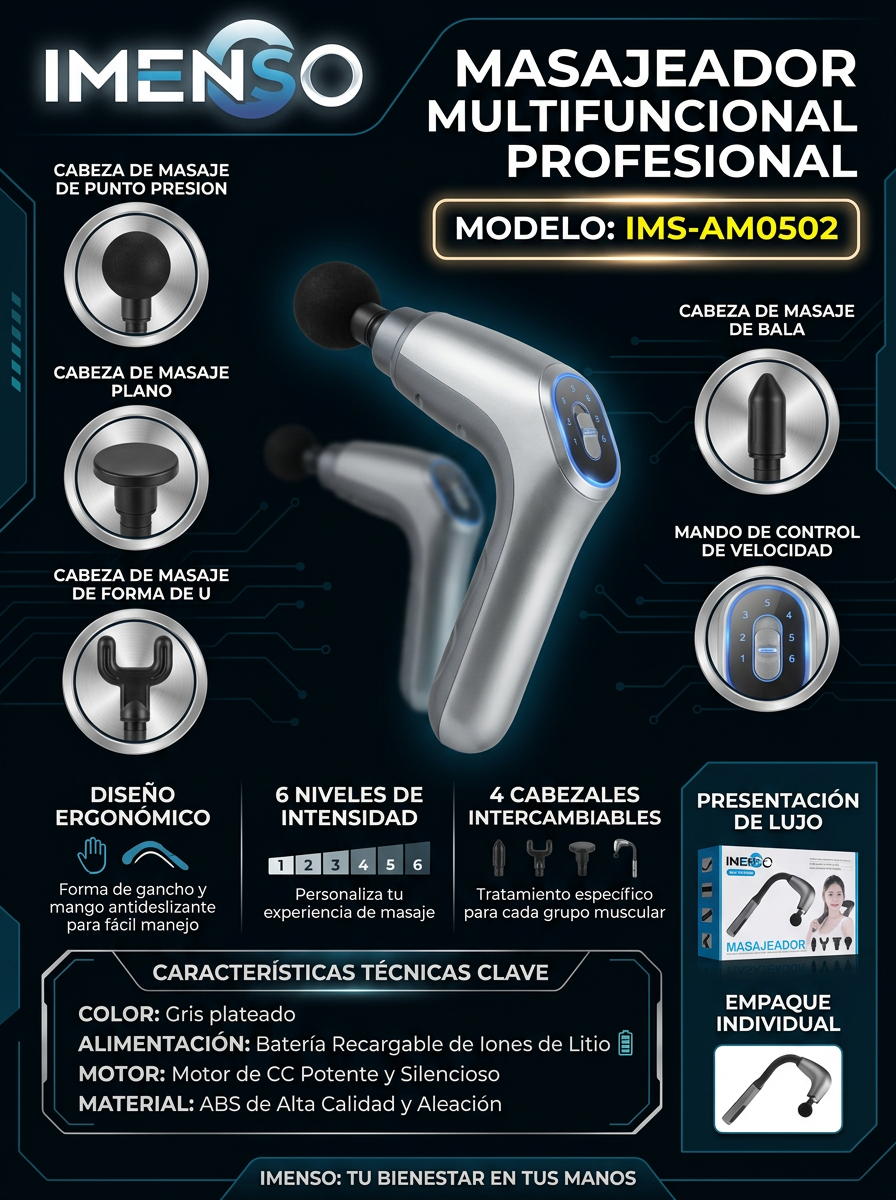 Masajeador de Percusión Curvo | Cuello y Espalda